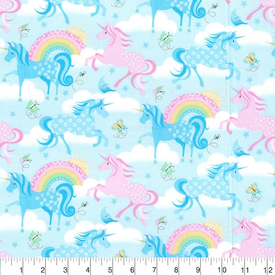 Fabric Traditions Pink Unicorn Cotton Fabric
